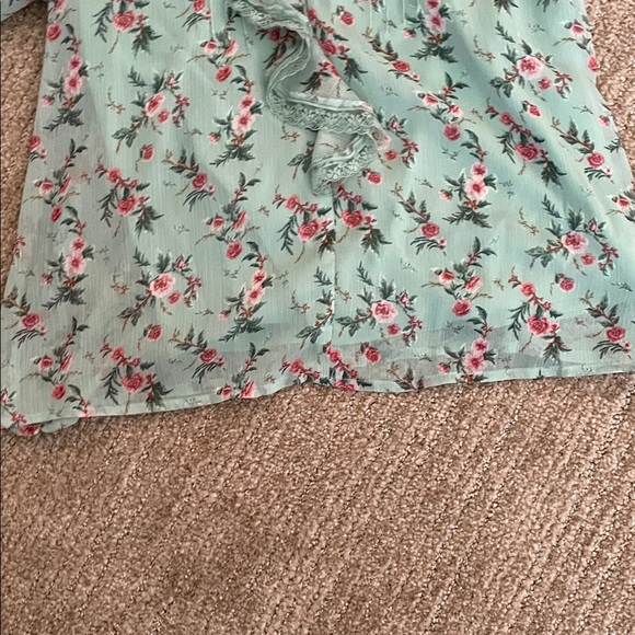 LC Lauren Conrad Mint Green Floral Blouse - Picture 7 of 11